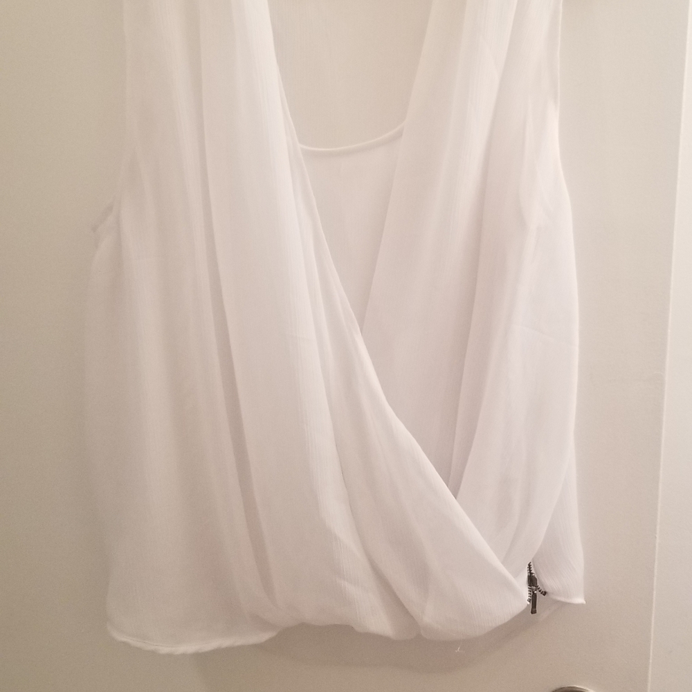 BR Sheer White Layered Tank Blouse